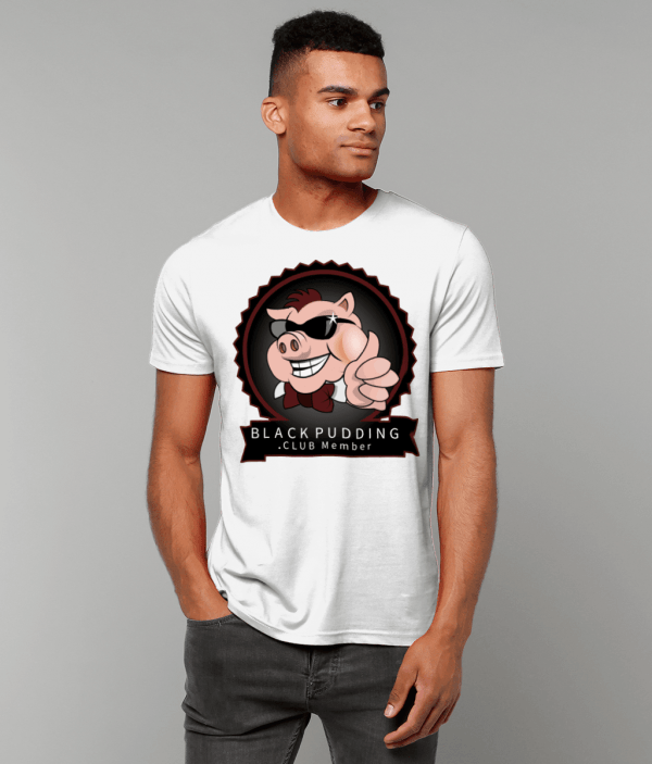 Black Pudding Club Member T-Shirt - Cool Pig White