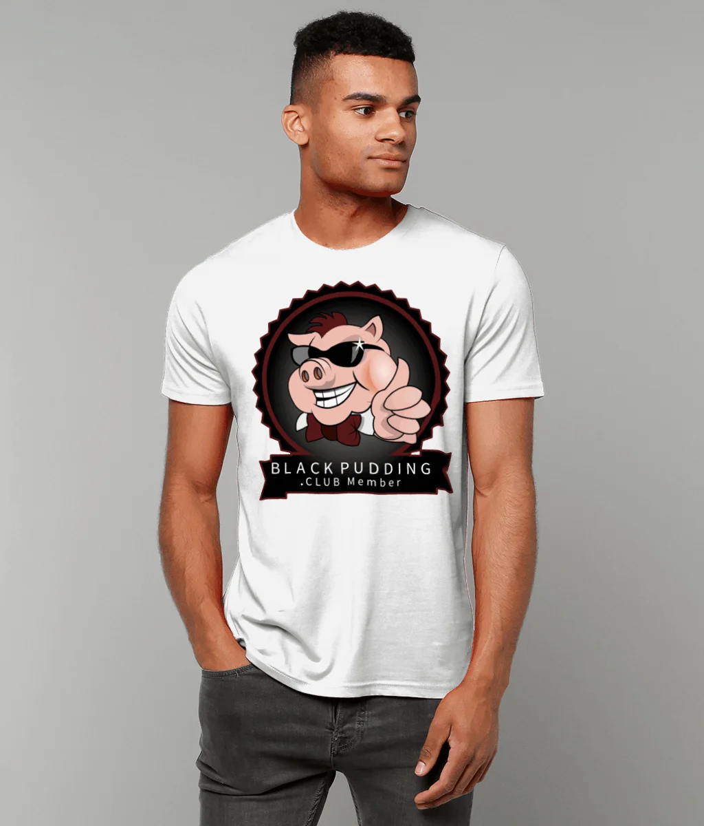 Black Pudding Club Member T-Shirt - Cool Pig White