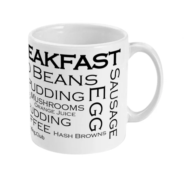 black pudding club full breakfast mug right side mockup