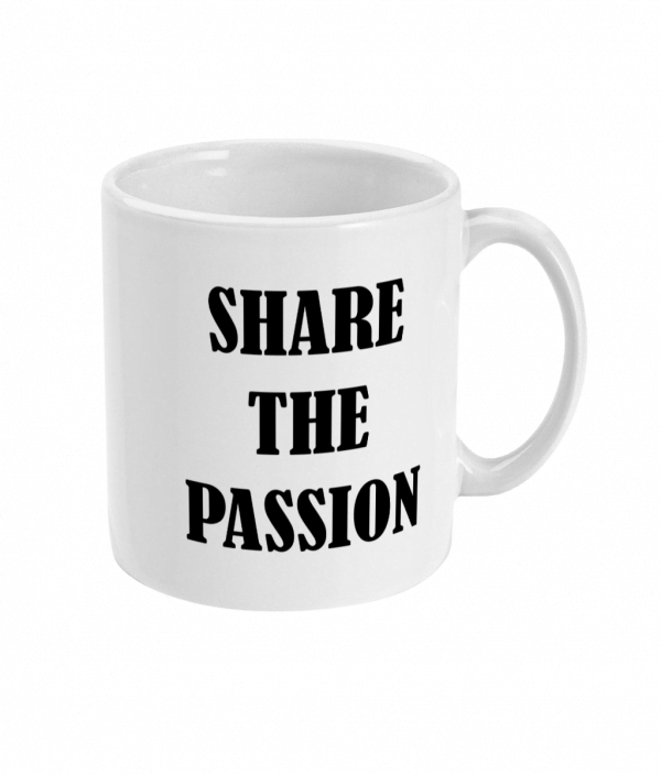 black pudding club logo share the passion ceramic mug right side mockup