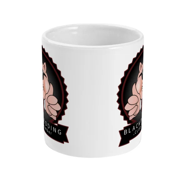 black pudding club member mug front mockup