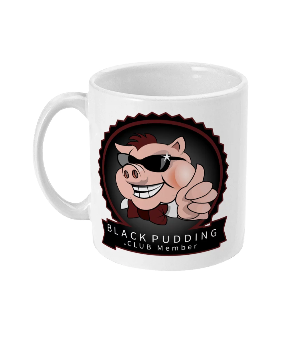 BlackPudding.Club Logo Mugs (min SET of 4) 2 black pudding club member mug left side mockup