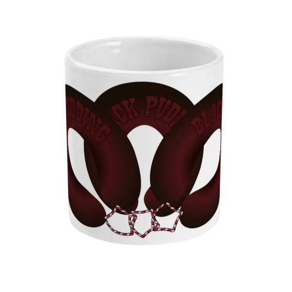 black pudding horseshoes mug front mockup