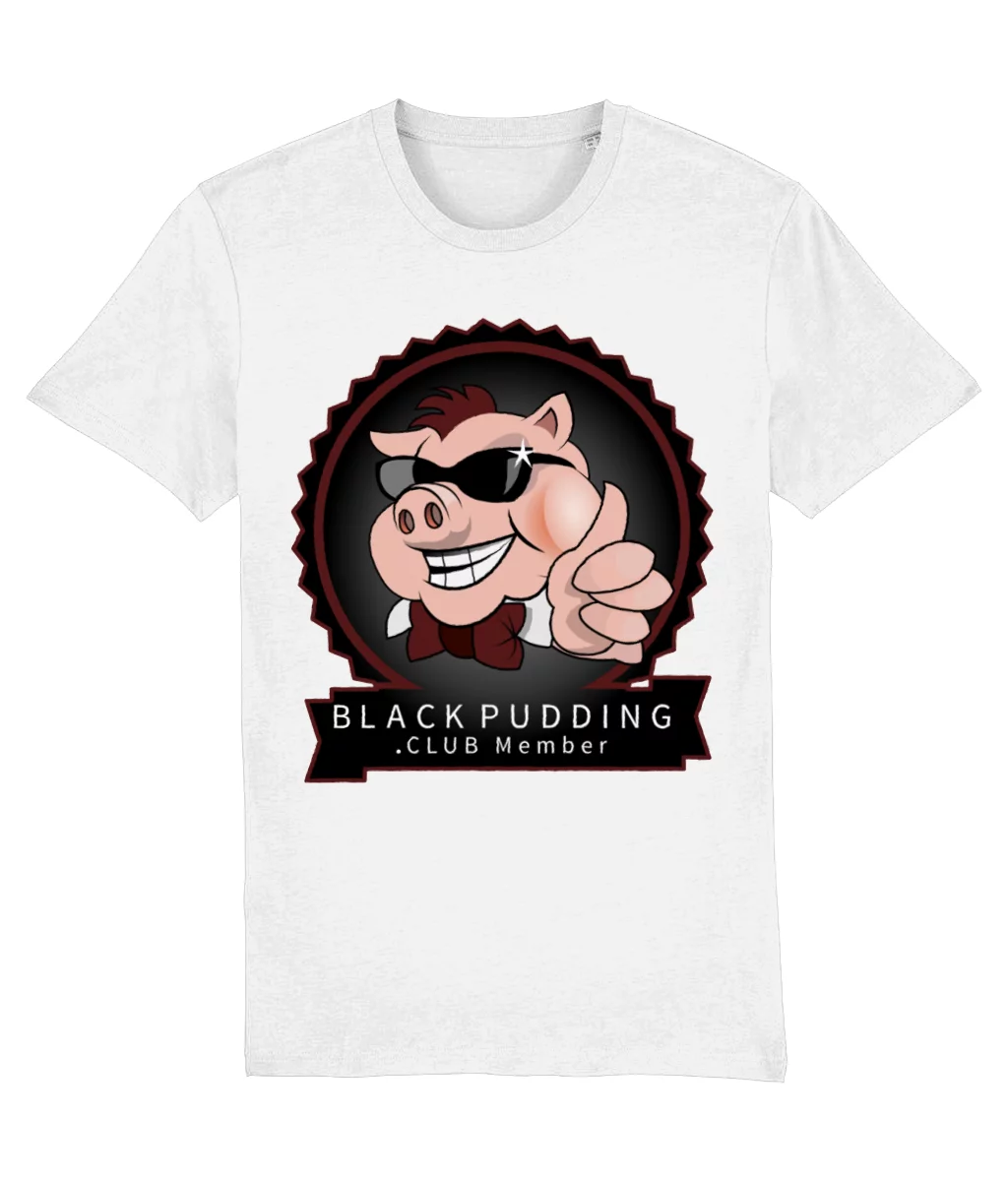 Black Pudding Club Member T-Shirt - Cool Pig White