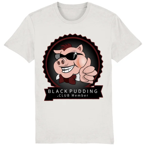 Black Pudding Club Member T-Shirt - Cool Pig Vintage White