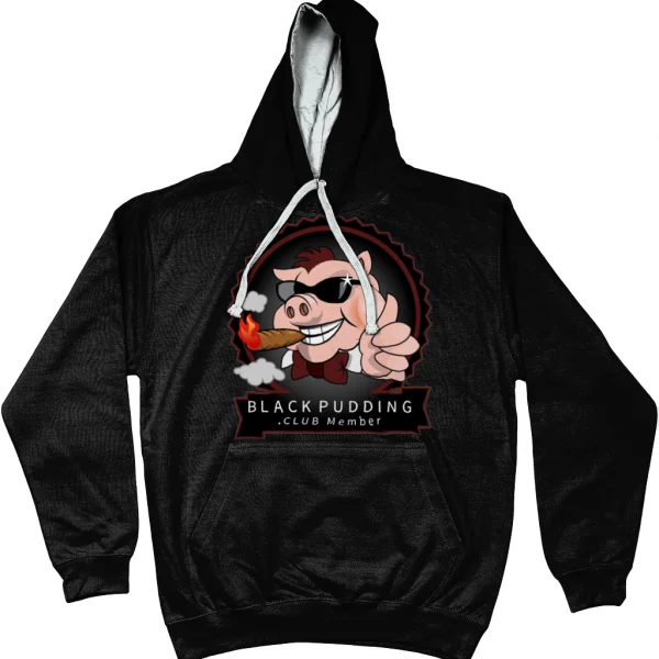 BlackPudding.Club Member Varsity Hoodie - Cool Smoking Pig