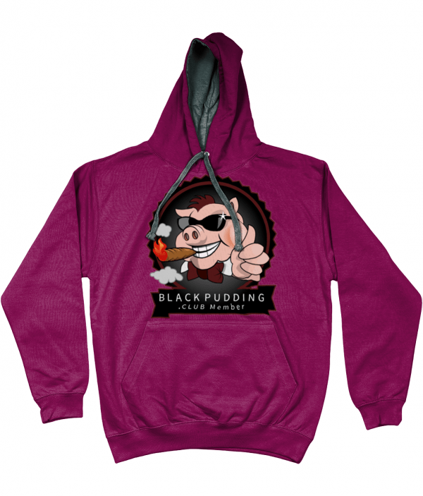 BlackPudding.Club Member Varsity Hoodie - Cool Smoking Pig