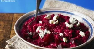 Beetroot Risotto with Black Pudding