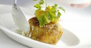 Black Pudding & Cheese Hash Browns with Caramelised Pear